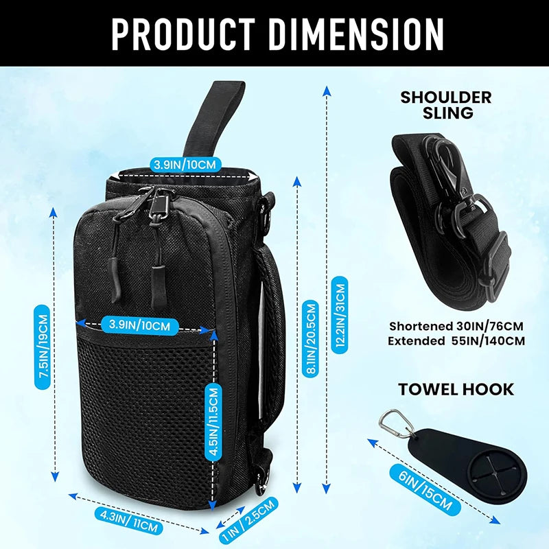 Black Durable Crossbody Water Bottle Carrier Bag for Men and Women,New High Quality Magnetic Gym Bag with Mesh Pocket