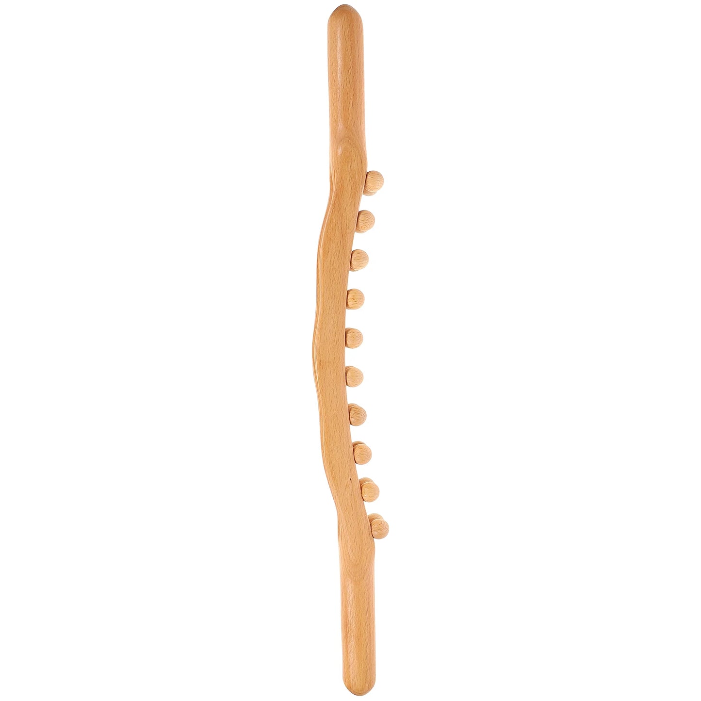 20 Beads Round Wood Massage Stick For Back Neck Shoulders Body Scraping Muscle Relaxation Gua Sha Tool Ergonomic Handle