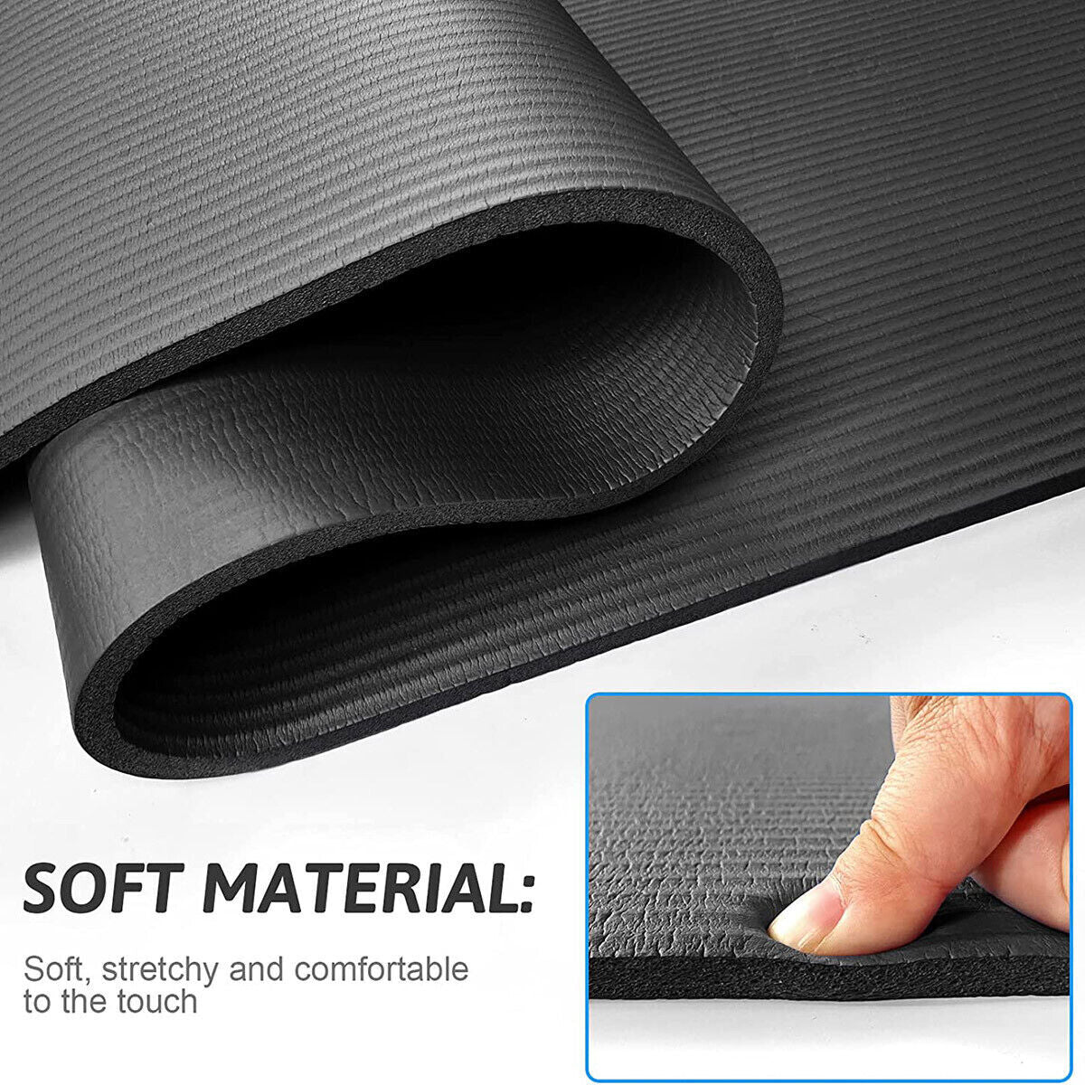 Yoga Mat Fitness Exercise Pad Non Slip Jump Rope Mat for Home Gym Workout Unisex
