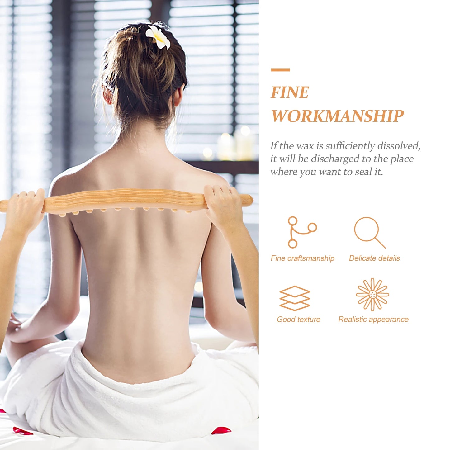 20 Beads Round Wood Massage Stick For Back Neck Shoulders Body Scraping Muscle Relaxation Gua Sha Tool Ergonomic Handle