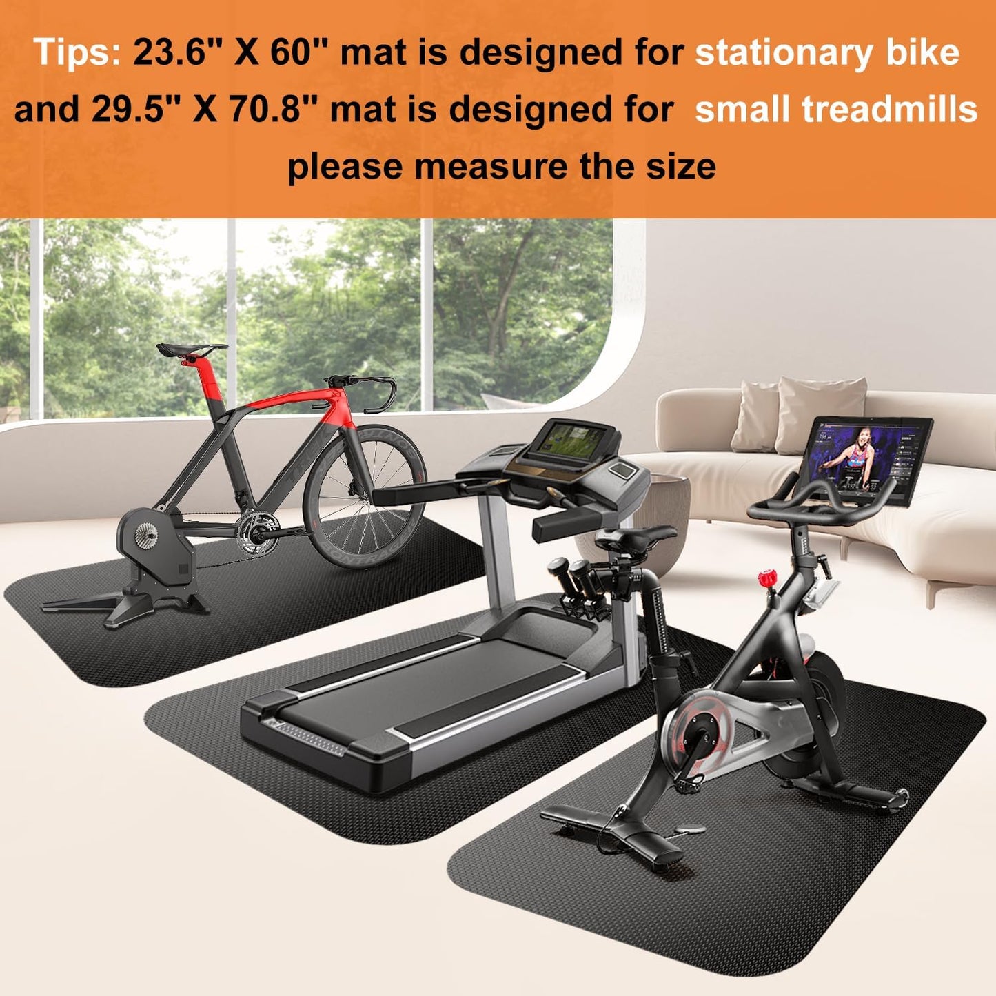 Exercise Equipment Mat for Treadmill, Bike, Fitness, Elliptical, Jump Rope, Yoga, Gym - Hardwood Floors Protection