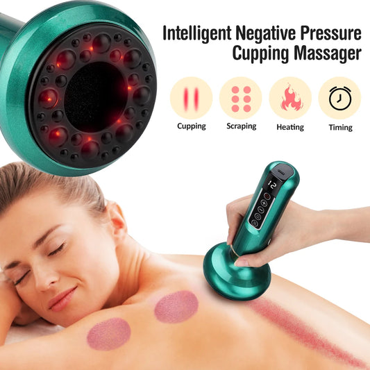 Smart Vacuum Massage Handheld Cellulite Massager Rechargeable Cupping Device Infrared Red Light Warm Compress Body Back Shoulder