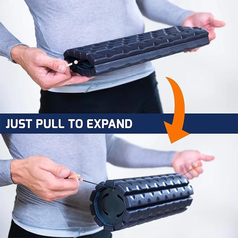 Foam Roller (Bravo-Sage): Collapsible Travel Foam Roller for Back Pain Relief, Workout Muscle Recovery, Back Massager, Deep Tiss