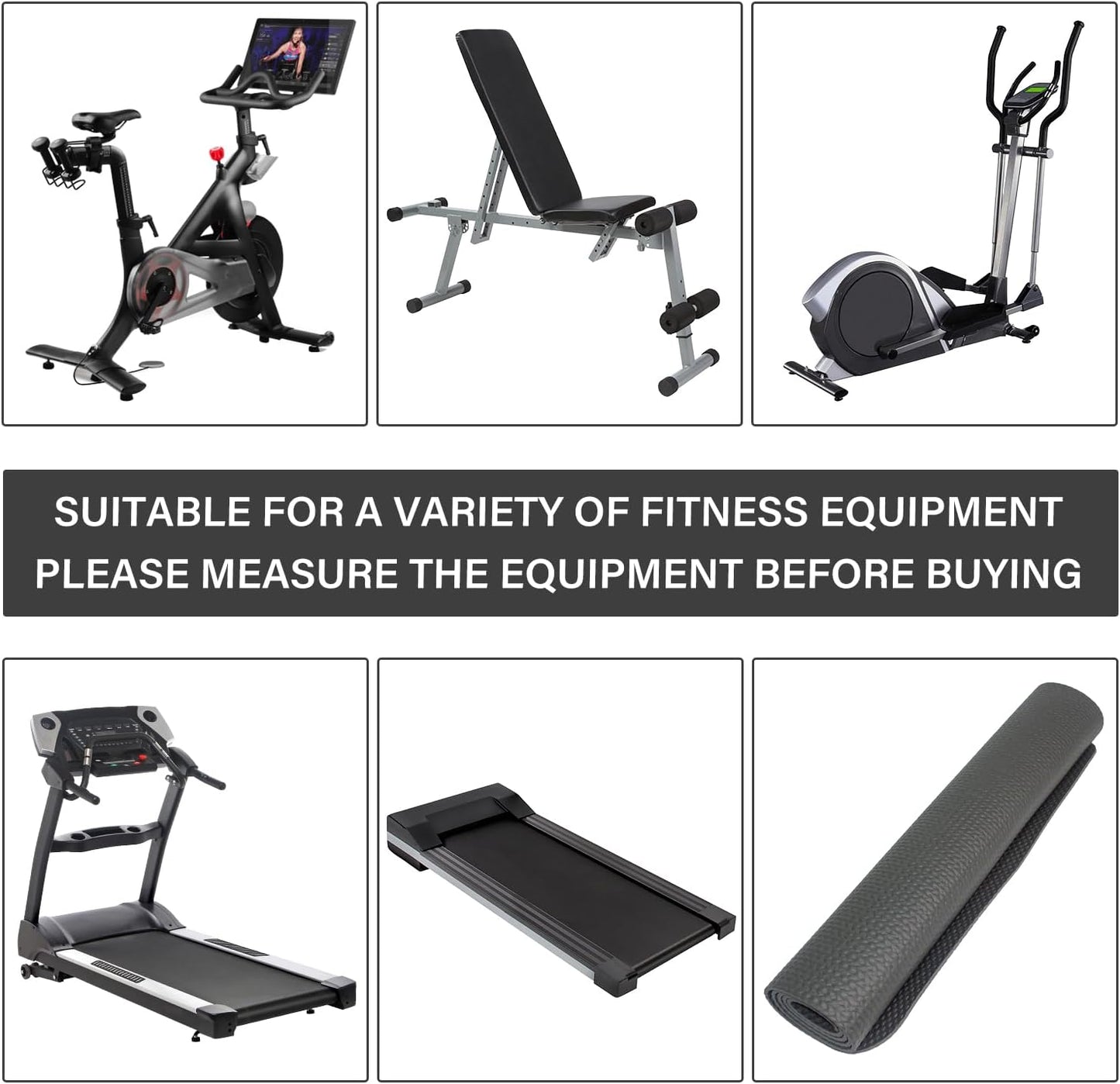 Exercise Equipment Mat for Treadmill, Bike, Fitness, Elliptical, Jump Rope, Yoga, Gym - Hardwood Floors Protection