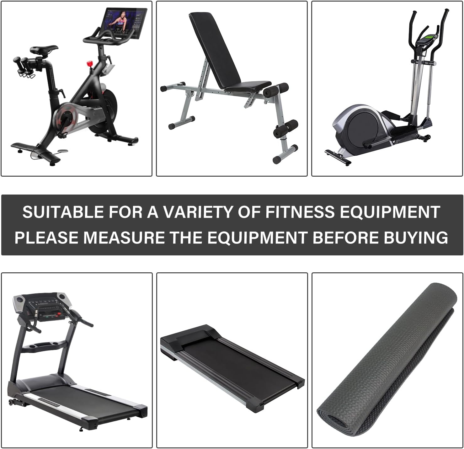 Exercise Equipment Mat for Treadmill, Bike, Fitness, Elliptical, Jump Rope, Yoga, Gym - Hardwood Floors Protection