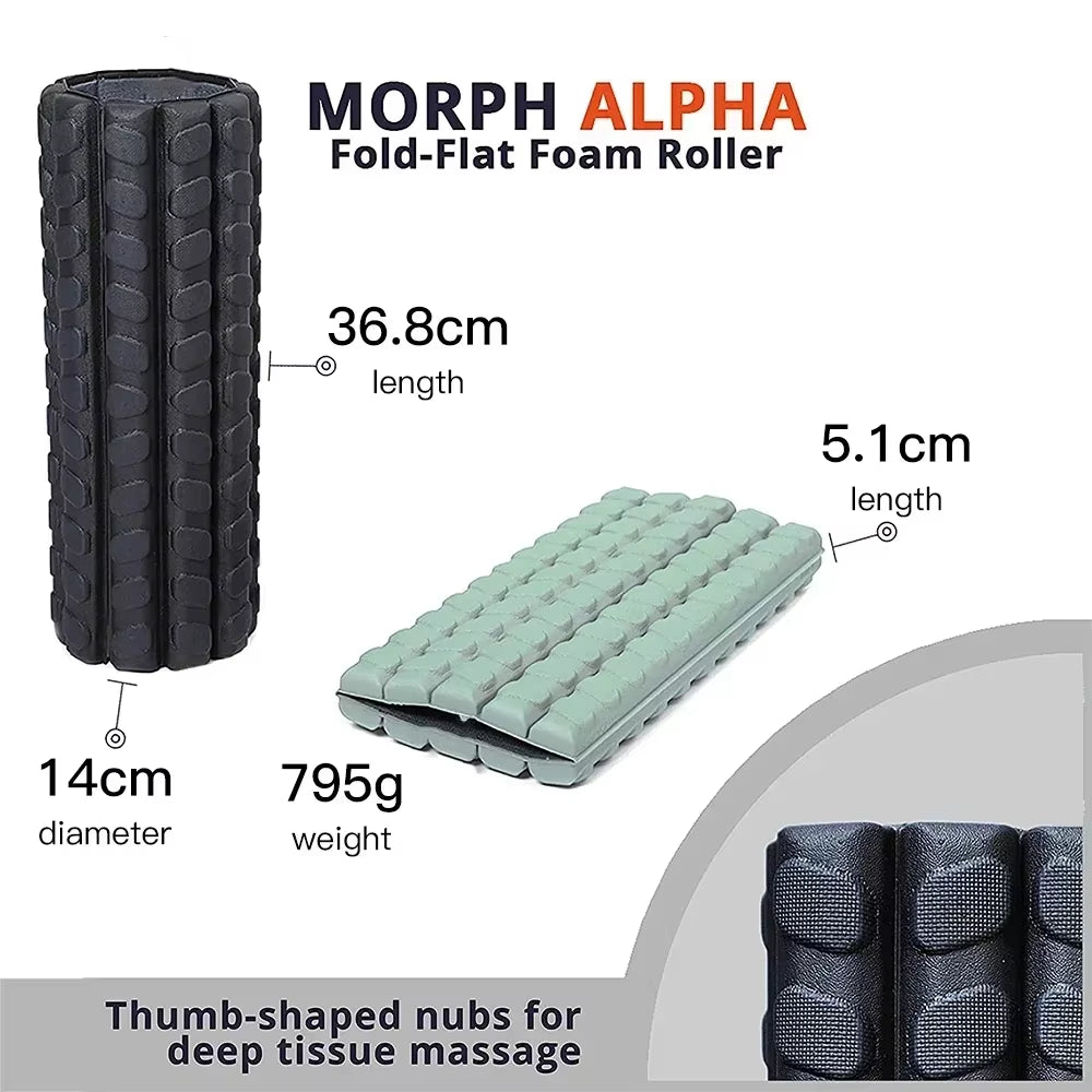 Foam Roller (Bravo-Sage): Collapsible Travel Foam Roller for Back Pain Relief, Workout Muscle Recovery, Back Massager, Deep Tiss