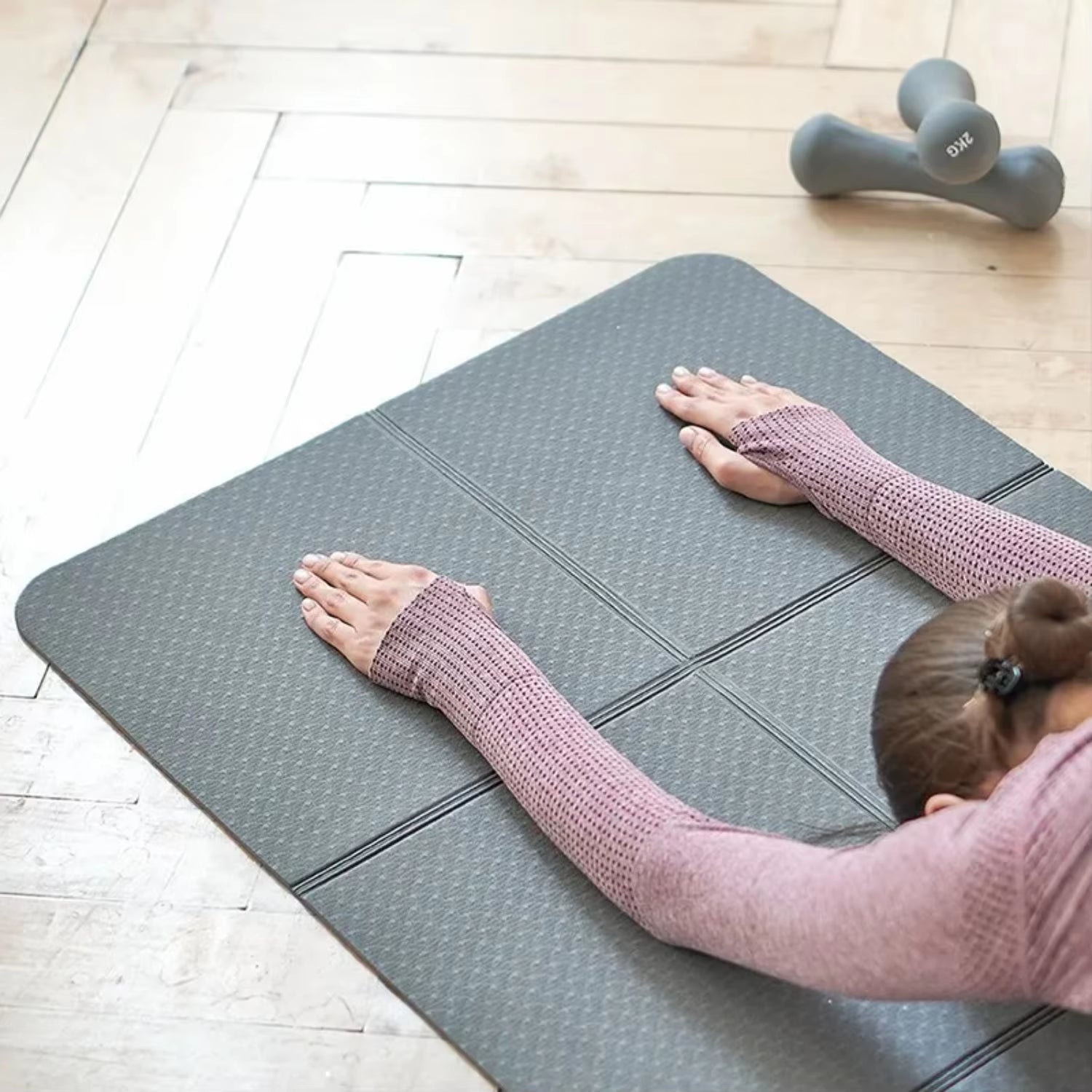Foldable Yoga Mat Eco Friendly TPE Folding Travel Fitness Exercise Mat Double Sided Non-Slip Yoga Pilates & Floor Workouts