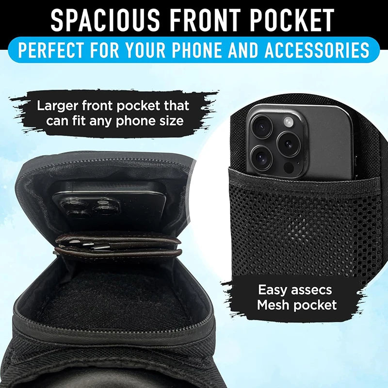 Black Durable Crossbody Water Bottle Carrier Bag for Men and Women,New High Quality Magnetic Gym Bag with Mesh Pocket