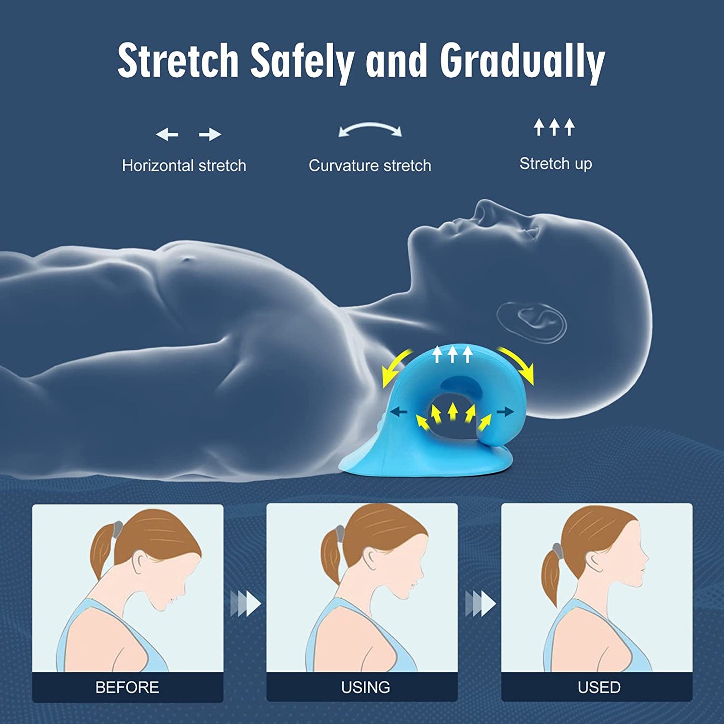 Neck Stretcher for Pain Relief, Neck and Shoulder Relaxer Cervical Traction Device Pillow for Muscle Relax and TMJ Pain Relief