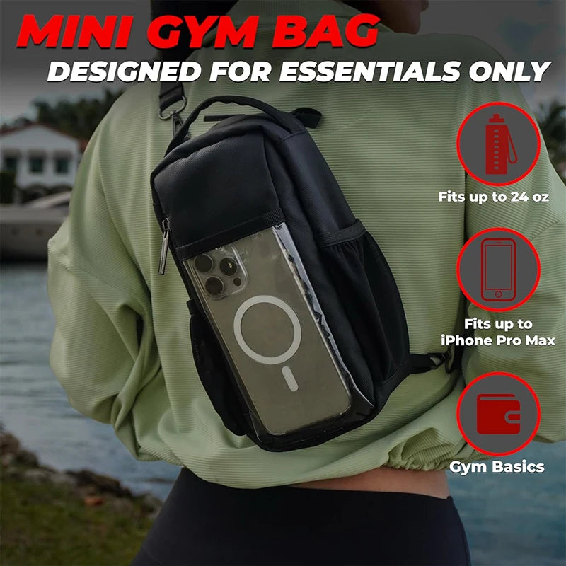 Waterproof Phone Holder Crossbody Bag for Outdoor Sports Gym Accessories,Strong Magnetic Sling Pocket Gym Bag Water Cup Holder