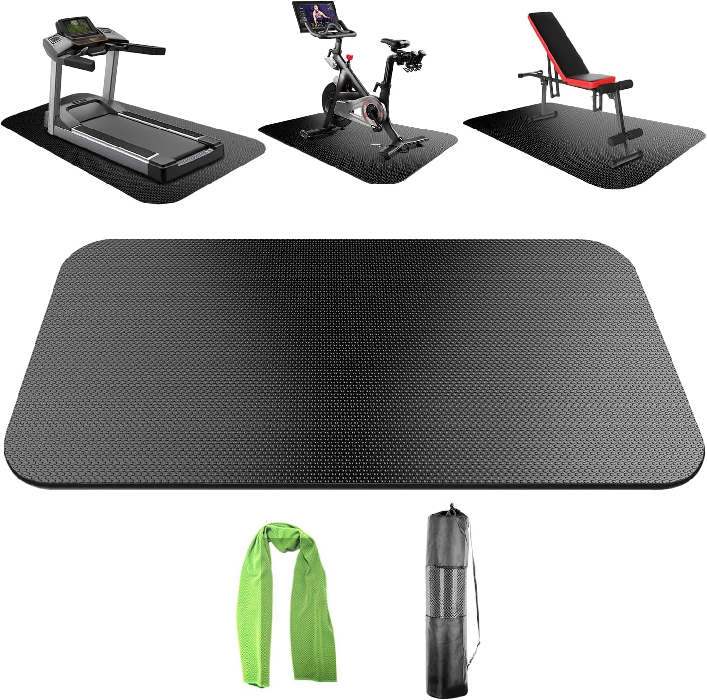 Exercise Equipment Mat for Treadmill, Bike, Fitness, Elliptical, Jump Rope, Yoga, Gym - Hardwood Floors Protection