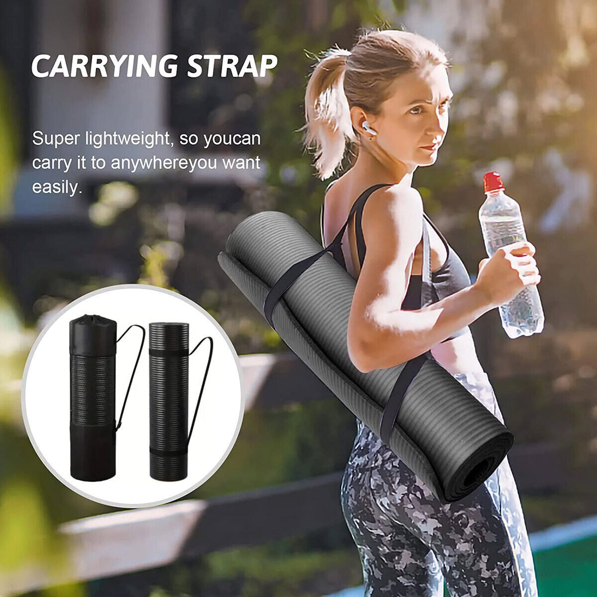 Yoga Mat Fitness Exercise Pad Non Slip Jump Rope Mat for Home Gym Workout Unisex