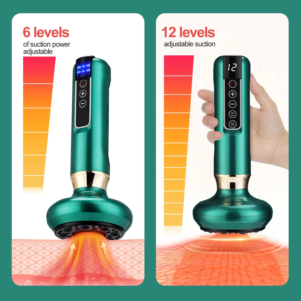 Smart Vacuum Massage Handheld Cellulite Massager Rechargeable Cupping Device Infrared Red Light Warm Compress Body Back Shoulder