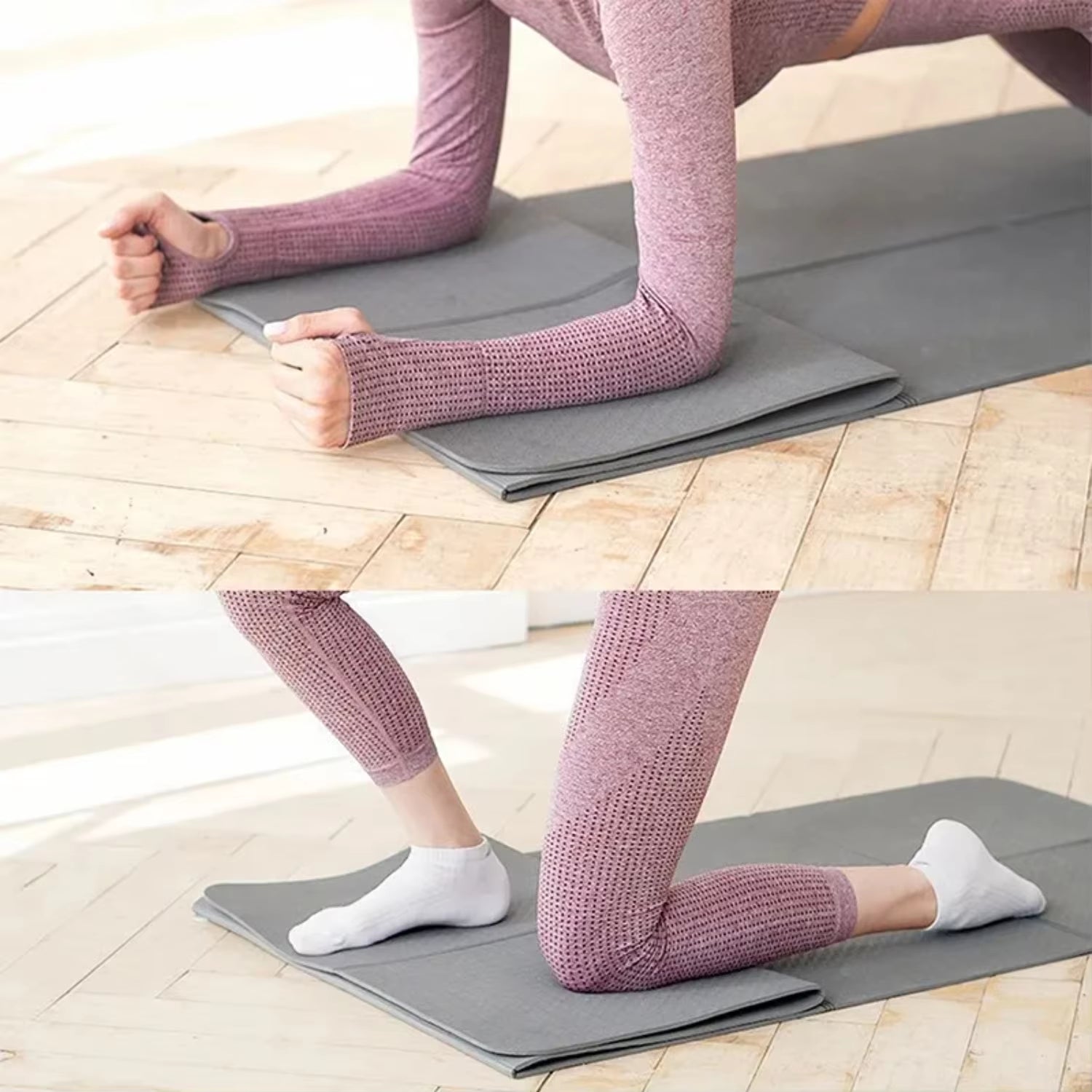 Foldable Yoga Mat Eco Friendly TPE Folding Travel Fitness Exercise Mat Double Sided Non-Slip Yoga Pilates & Floor Workouts