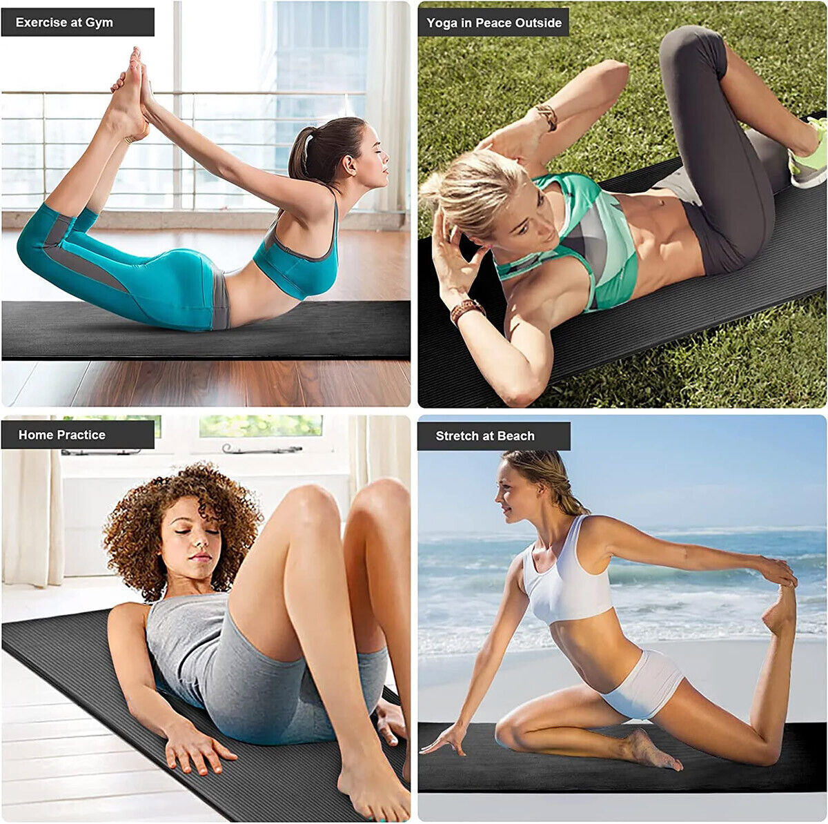 Yoga Mat Fitness Exercise Pad Non Slip Jump Rope Mat for Home Gym Workout Unisex